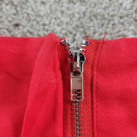 White Fox Cutout Ring Dress Womens L Red Sleeveless Mini Fit & Flare Ruffle Hem - Picture 12 of 16